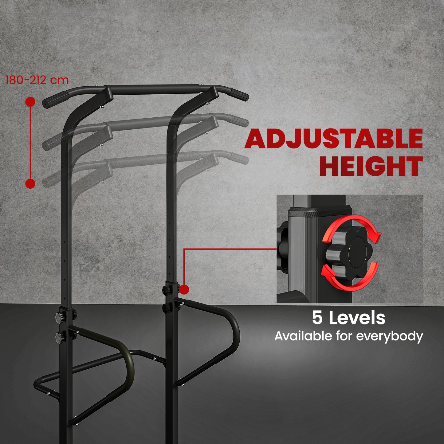 Power Tower Dip Station Pull Up Bar Multi-Function Push Up Equipment With Adjustable Height For Home Gym Strength Training Workout Fitness