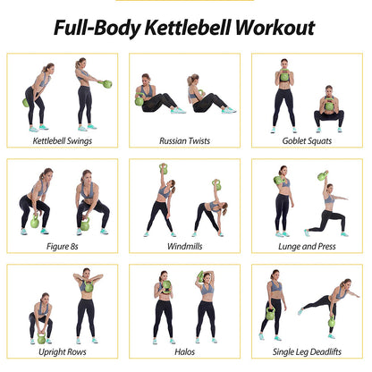 15lbs Kettlebell Set, Strength Training Kettlebells Weight Set For Women, Vinyl Coated Kettle Bell For Home Gym Workout Weight Lifting Equipment, Comfortable Grip Wide Handle Weights